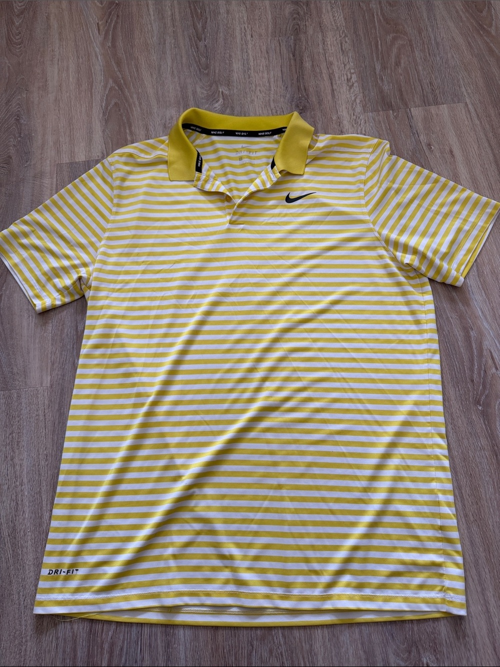 Nike Men’s Yellow and White Striped Polo